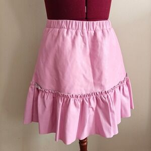 AS by DF Clementine Recycled Leather Skirts Ruffle Mini Flare Skirt lined Small